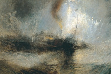 "Tempête de Neige" exposé en 1842 de J.W. Turner 
Snow Storm - Steam-Boat off a  Harbour's Mouth making Signals in Shallow Water, and going by the Lead